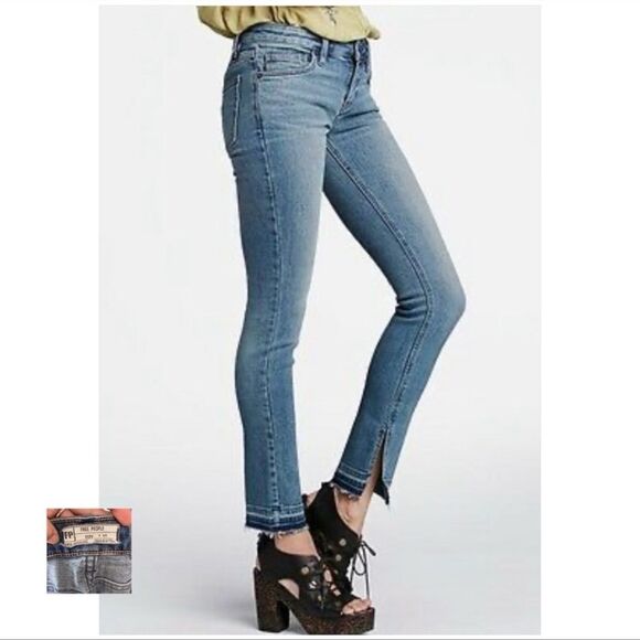 Free People Kentucky Blue Split Ankle Skinny Jeans - Picture 1 of 7